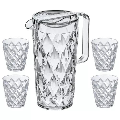 Koziol Koziol Crystal Karaf 1,6 liter met 4 Bekers van 250 ml (4007535)