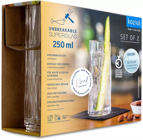 Koziol Koziol Superglas Club No. 03 Longdrink Glas 250 ml Set van 2 Stuks (4403535)
