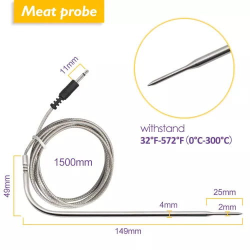 Inkbird BBQ Thermometer Inkbird IBT-4XS Thermometer met LCD en Bluetooth (IBT-4XC)