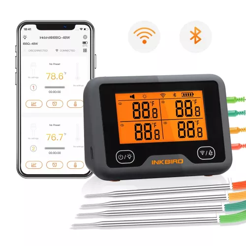 Inkbird BBQ Thermometer Inkbird IBBQ-4BW Thermometer met LCD WiFi BT (IBBQ-4BW)