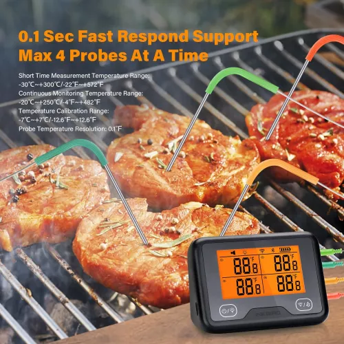 Inkbird BBQ Thermometer Inkbird IBBQ-4BW Thermometer met LCD WiFi BT (IBBQ-4BW)