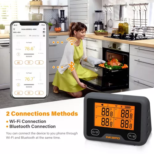 Inkbird BBQ Thermometer Inkbird IBBQ-4BW Thermometer met LCD WiFi BT (IBBQ-4BW)