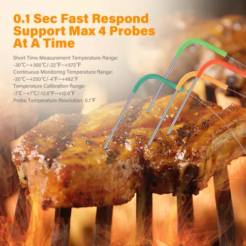 Inkbird BBQ Thermometer Inkbird IBBQ-4BW Thermometer met LCD WiFi BT (IBBQ-4BW)