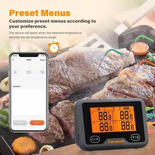 Inkbird BBQ Thermometer Inkbird IBBQ-4BW Thermometer met LCD WiFi BT (IBBQ-4BW)