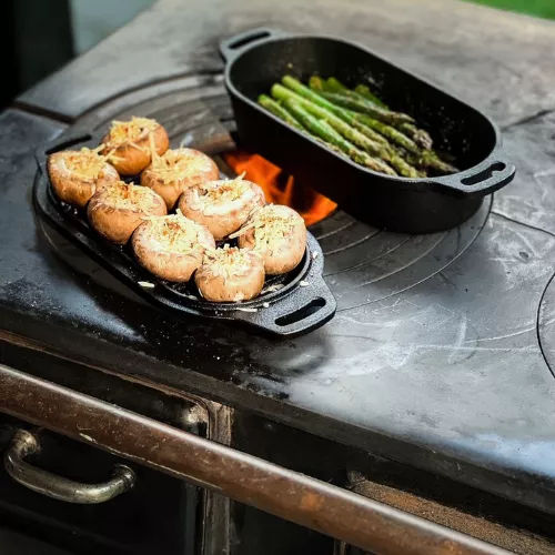 Valhal Outdoor Valhal Dutch Oven Braadpan Gietijzer met Grill Deksel Ovaal 1 Liter (VH1L)
