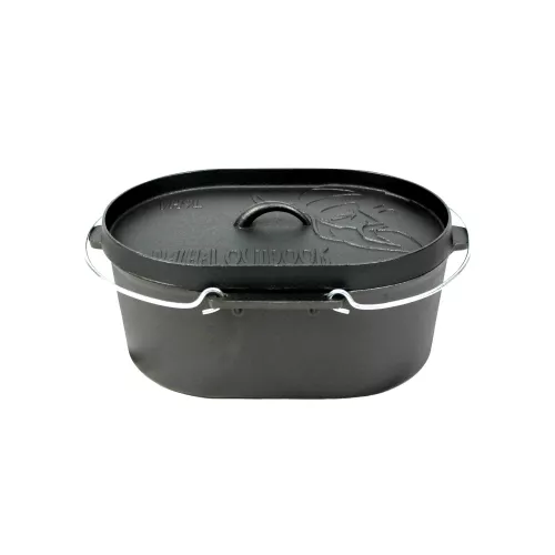 Valhal Outdoor Valhal Dutch Oven Braadpan Gietijzer met Grill Deksel Ovaal 9 Liter (VH9L)